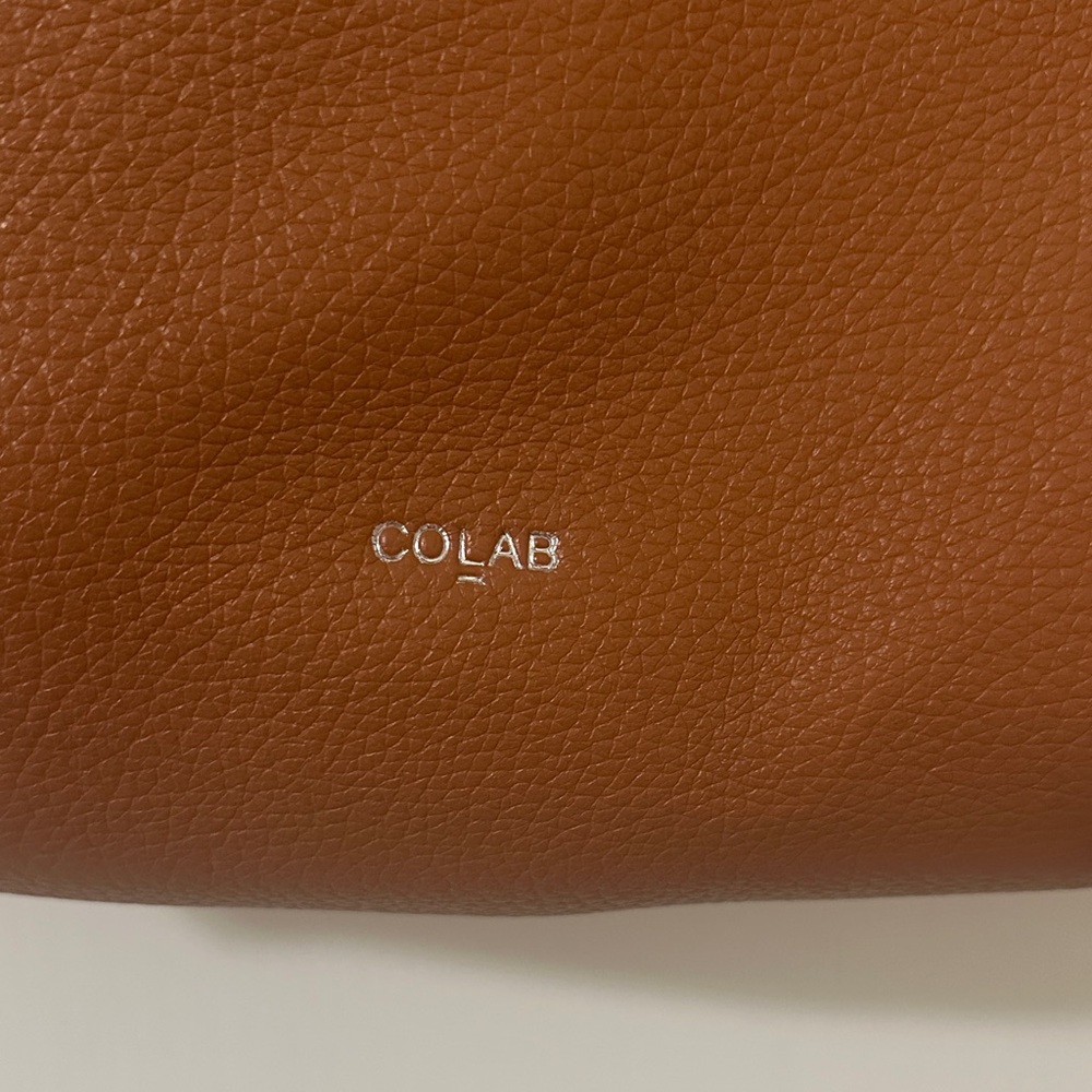 COLAB Tan Pebbled Vegan Leather Tote with Double Straps - Picture 2 of 16